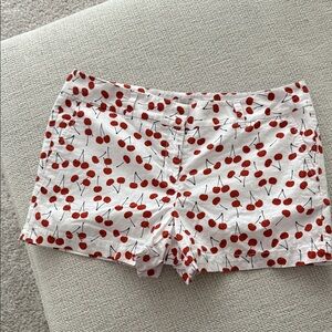 LOFT White Shorts with Red Cherry Pattern